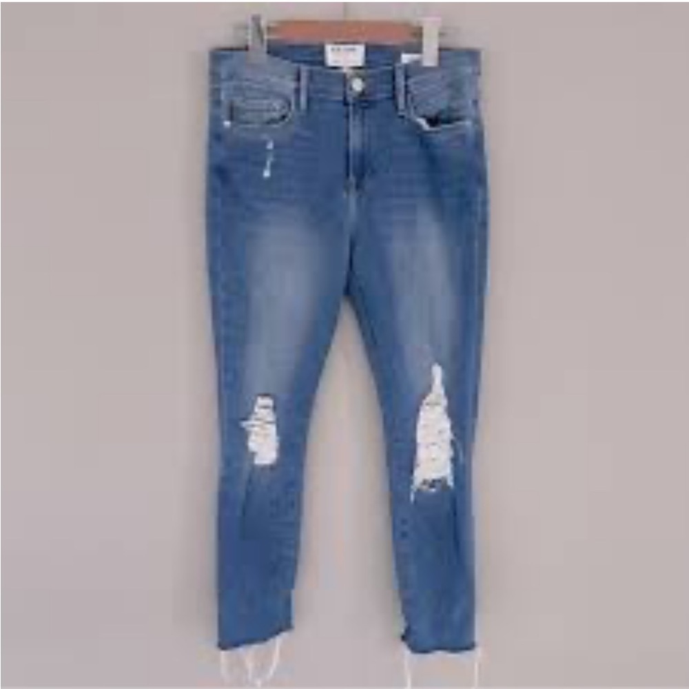 Frame Denim Le Skinny De Jeanne Skinny Crop Jean - Sz29 EUC-Distressed raw hem☀️ - Picture 12 of 16